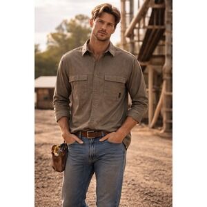 Hawx FR Work Shirt Mens S Olive Flame Resistant Button Up Workwear Utility